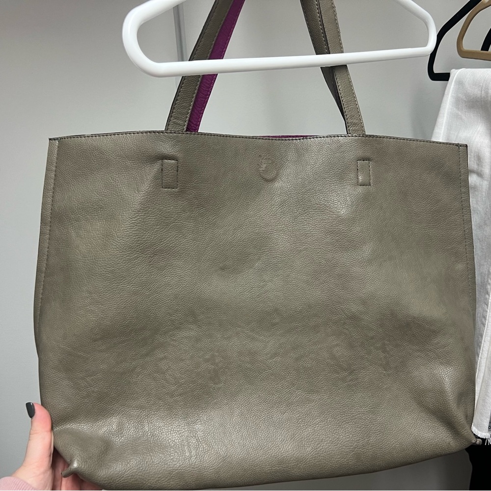 Street level tote bag (gray and purple)